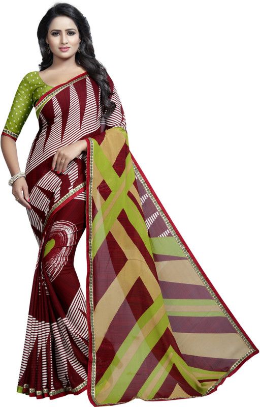 Temple Border Daily Wear Georgette Saree  (Multicolor)