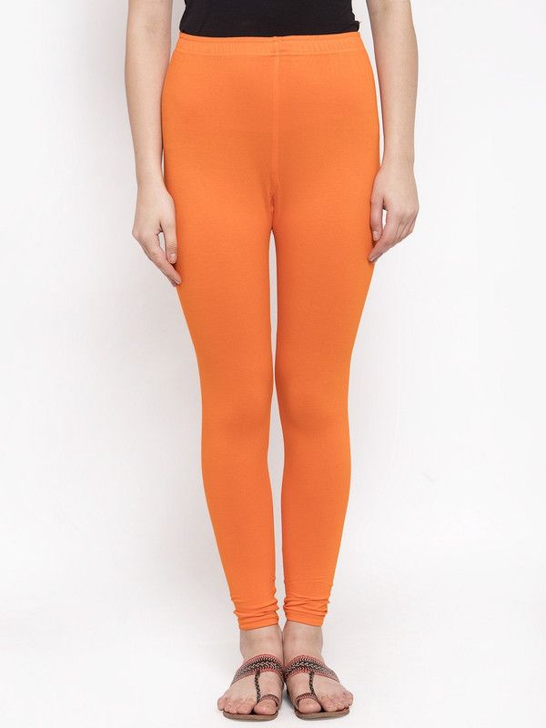 TAG-7 Churidar Ethnic Wear Legging  (Orange, Solid)