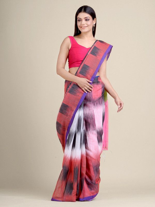 Embellished Handloom Cotton Blend Saree  (Multicolor)