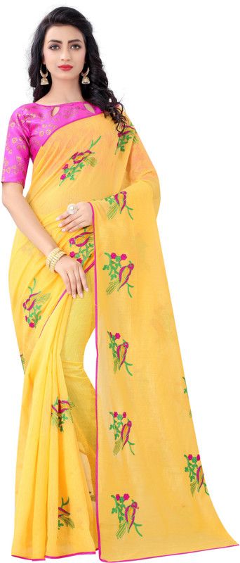 Daily Wear Chanderi Saree  (Yellow)