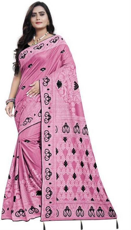 Fashion Jacquard Saree  (Pink)