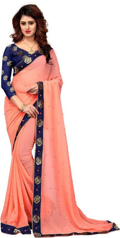 Embellished Venkatagiri Chiffon Saree  (Multicolor)