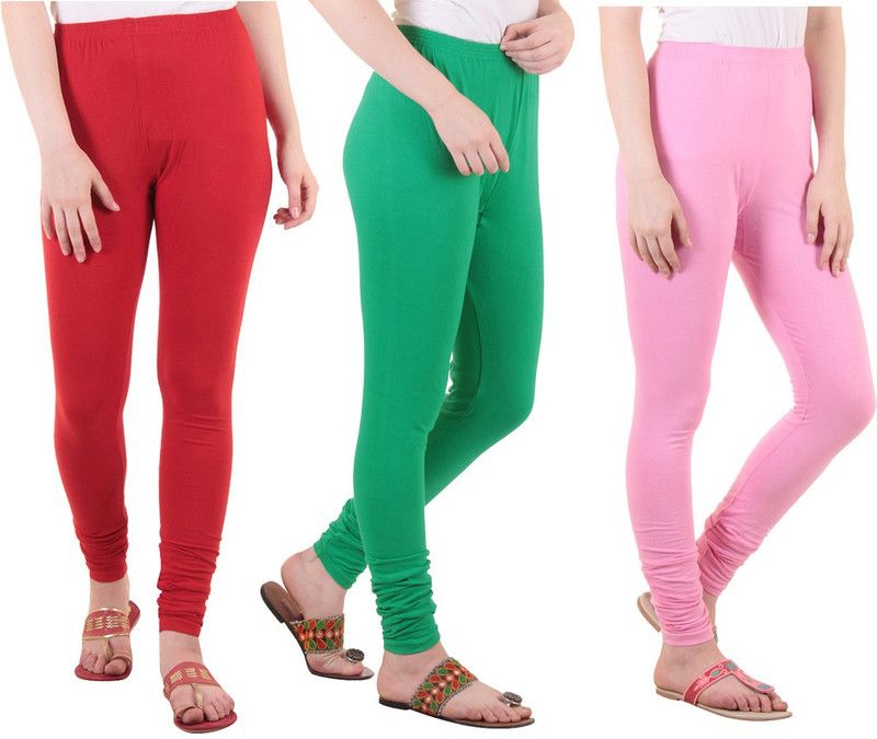 DIAZ Ethnic Wear Legging  (Red, Green, Pink, Solid)