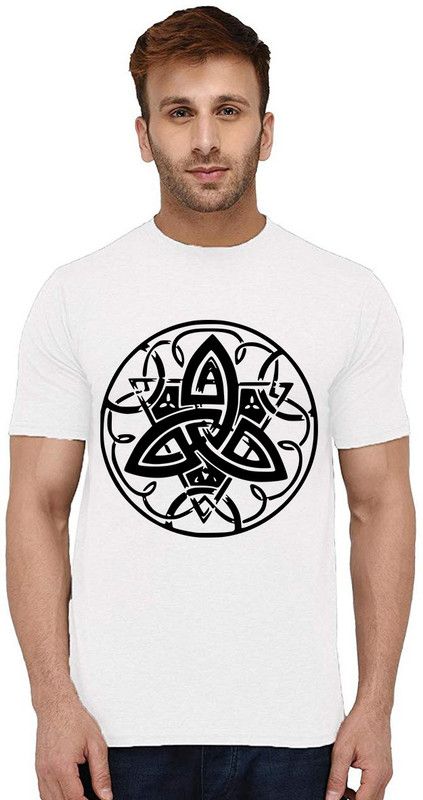 Star Vector Design Men Graphic Print Round Neck Pure Cotton White T-Shirt