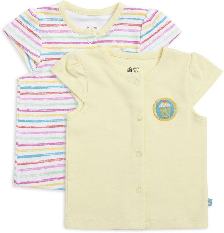 Baby Girls Cotton Blend Top  (Yellow, Pack of 2)