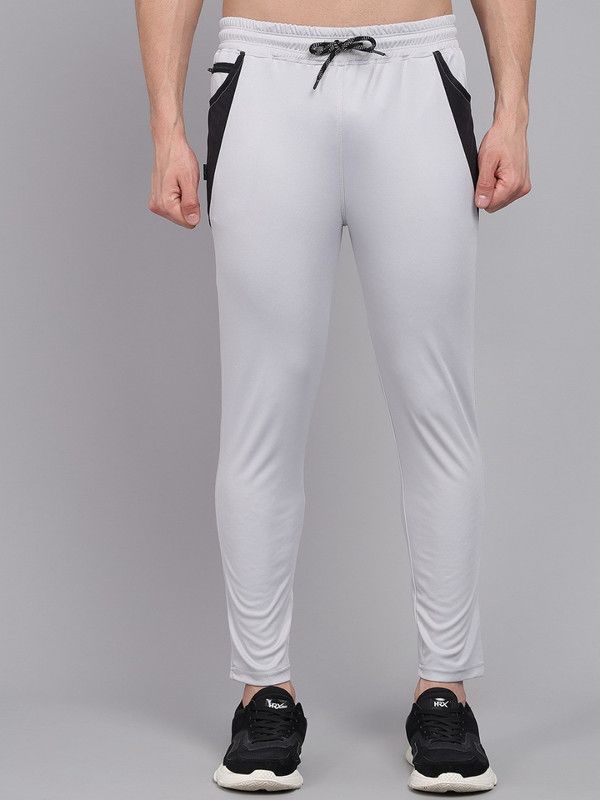 Men Colorblock White Track Pants