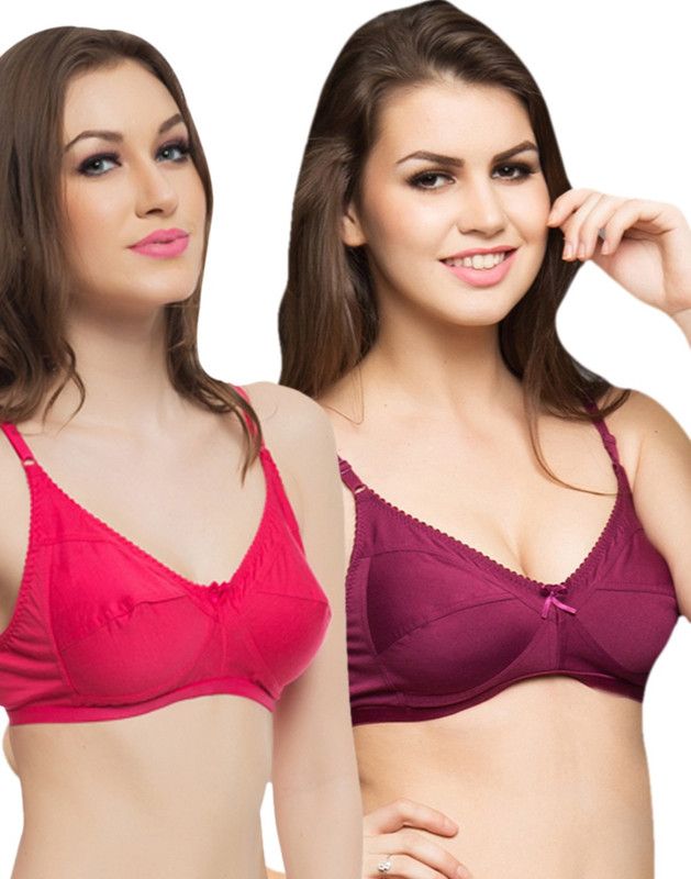 Pack of 2 Women Minimizer Non Padded Bra  (Purple, Pink)