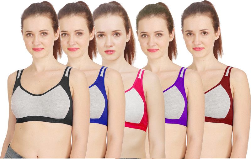Pack of 5 Women Minimizer Non Padded Bra  (Black, Blue, Pink, Purple, Maroon)