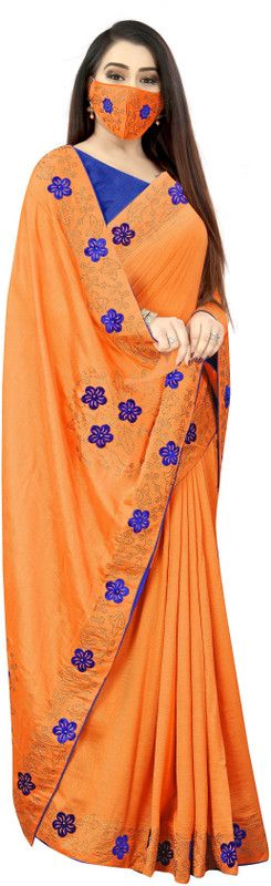 Embroidered Chanderi Art Silk Saree  (Multicolor)