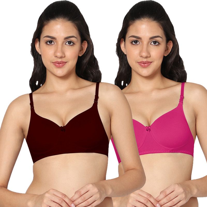 Women Push-up Heavily Padded Bra  (Maroon, Pink)