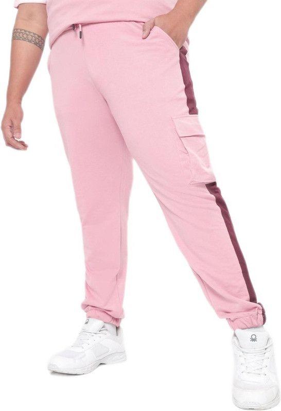Men Colorblock Pink Track Pants