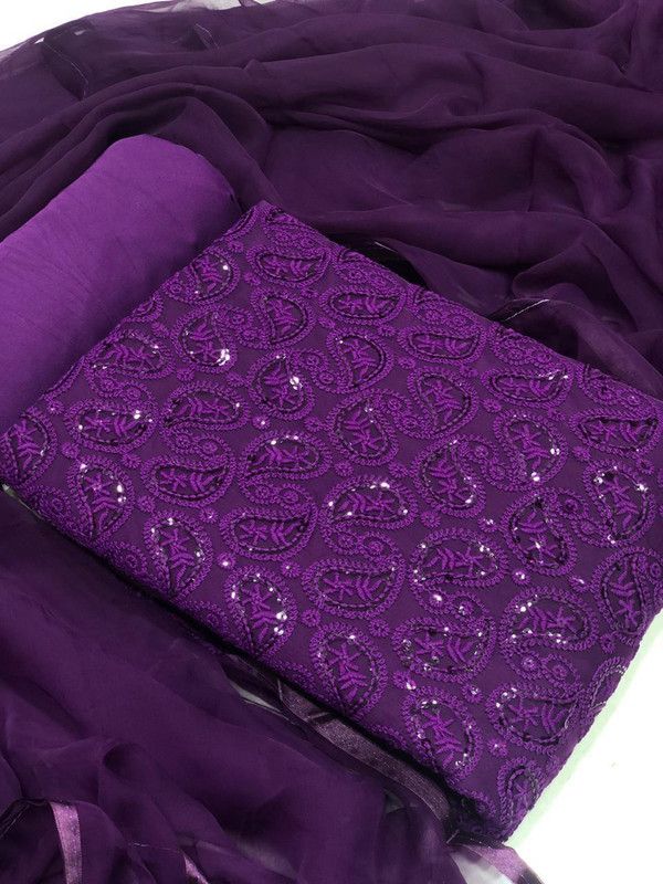 Unstitched Georgette Suit Fabric Self Design