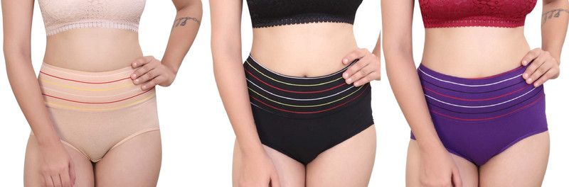 Pack of 3 Women Hipster Beige, Black, Purple Panty