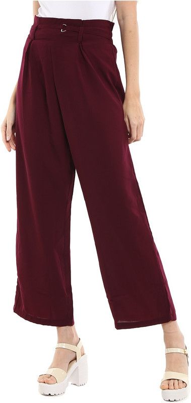 Women Regular Fit Red, Red Pure Cotton Trousers