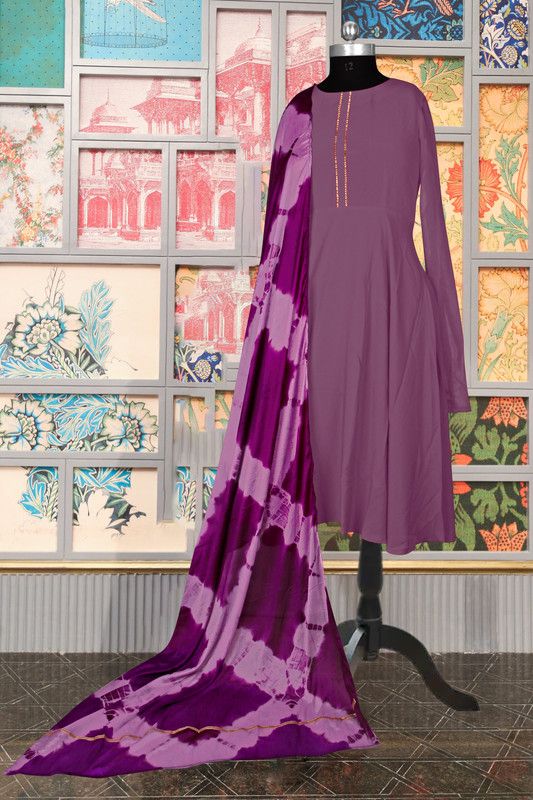 Women Georgette, Crepe Kurta and Dupatta Set