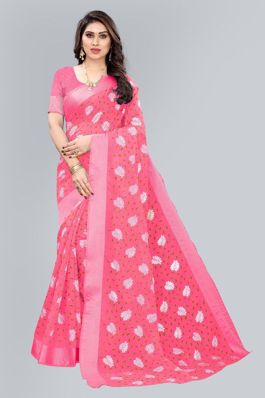 Printed Kanjivaram Chanderi Saree  (Red)