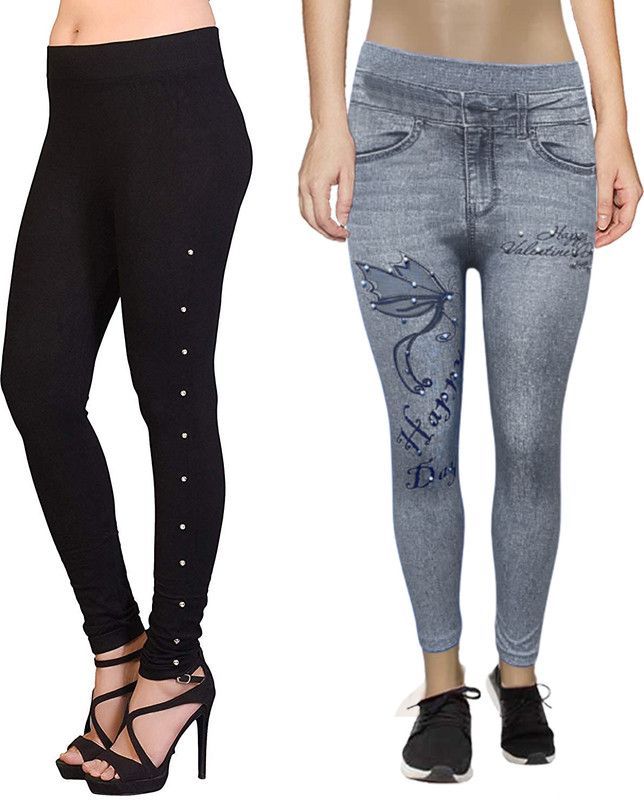 Black, Grey Jegging  (Printed)