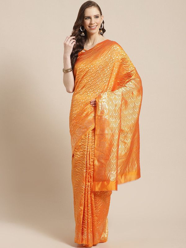 Self Design Banarasi Jacquard, Pure Silk Saree  (Yellow)