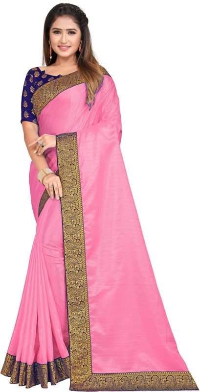 Solid/Plain Bhagalpuri Pure Silk Saree  (Pink)