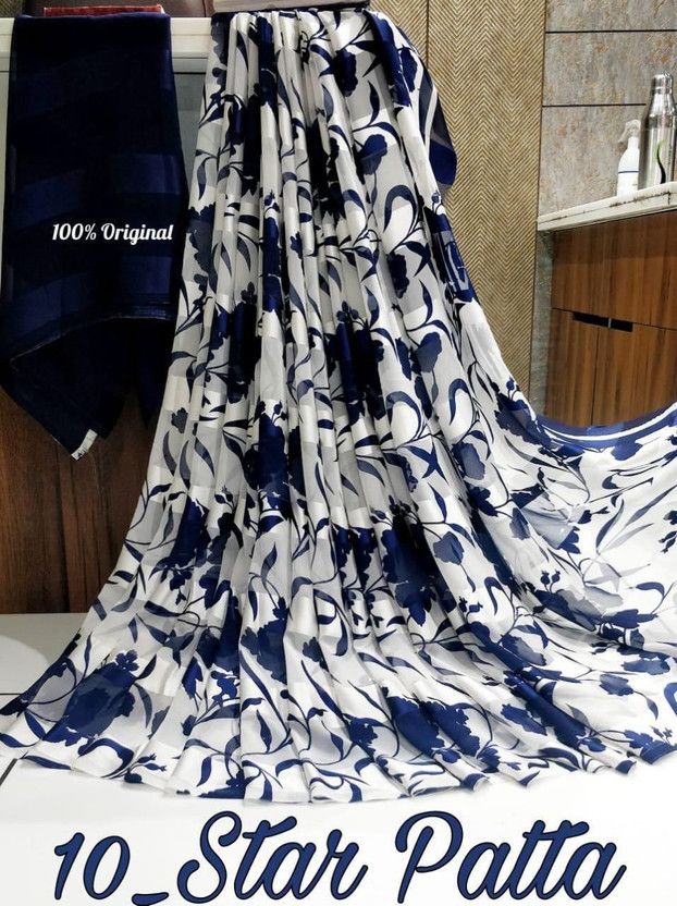 Printed Bollywood Georgette Saree  (Blue)