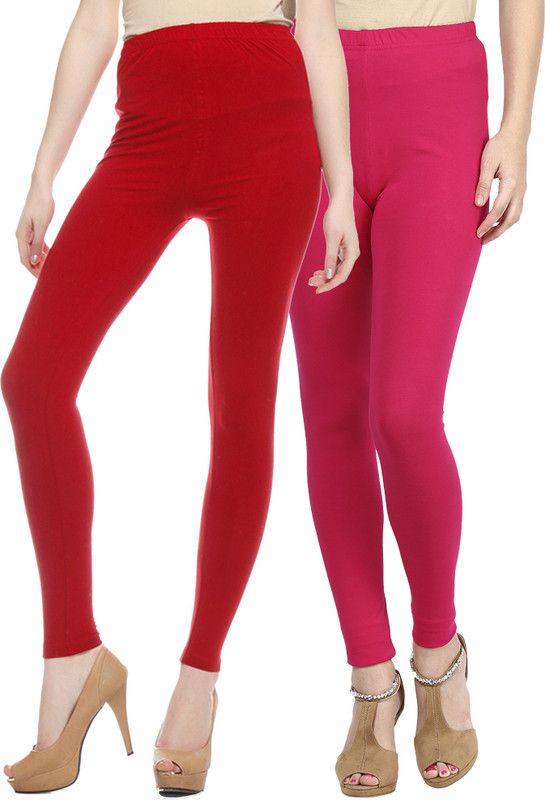 Sakhi Sang Ethnic Wear Legging  (Red, Pink, Solid)