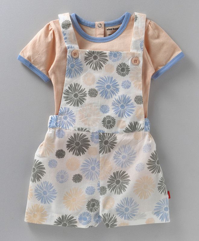 Girls Casual T-shirt Dungaree  (Multicolor)