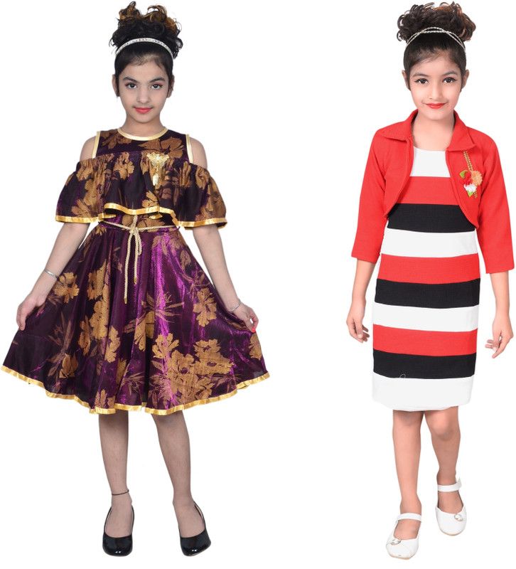 Girls Party(Festive) Dress Dress  (Multicolor)