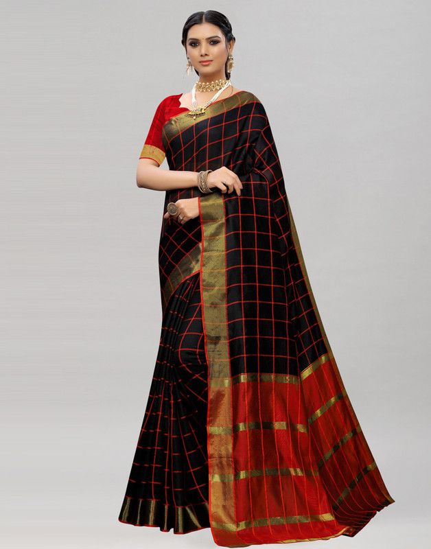 Woven Banarasi Art Silk Saree  (Black)
