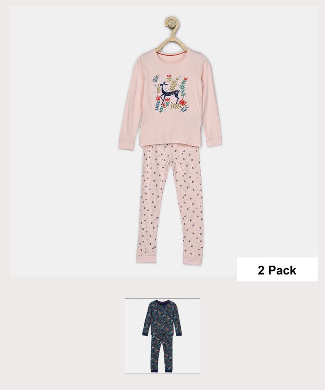 Boys & Girls Casual T-shirt Pyjama  (Silver)