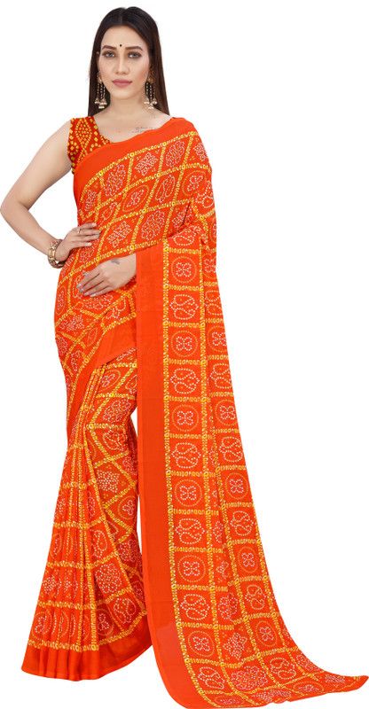 Paisley Daily Wear Georgette Saree  (Orange)