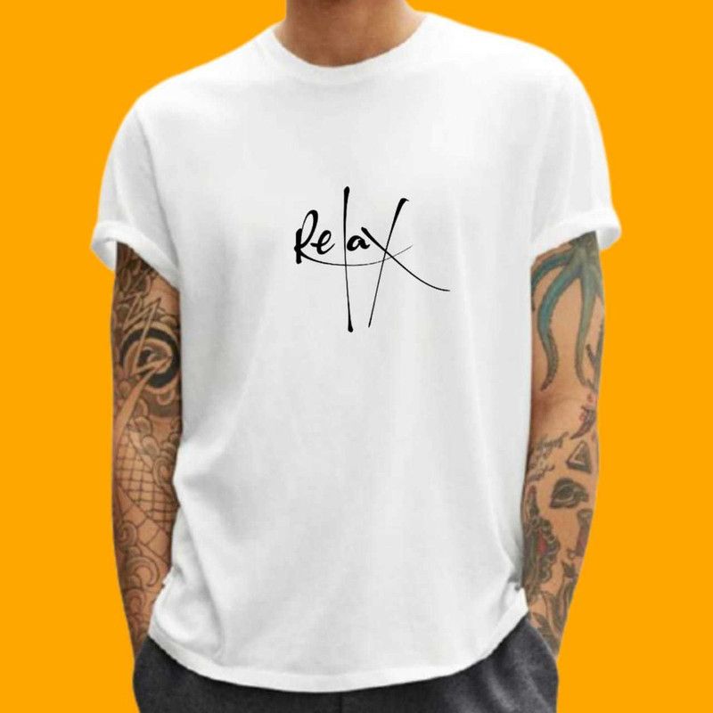 Men Printed Round Neck Viscose Rayon White T-Shirt