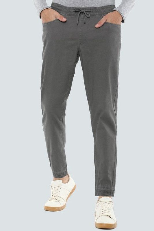 Men Grey Cotton Blend Trousers