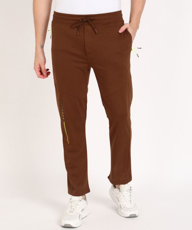 Men Printed Brown Track Pants