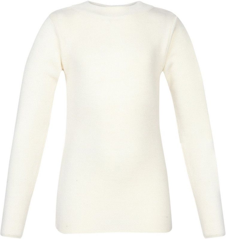 None Girls Casual Acrylic Blend Top  (White, Pack of 1)