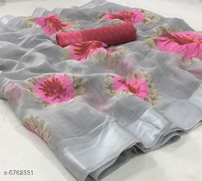 Printed Fashion Linen Saree  (Multicolor)