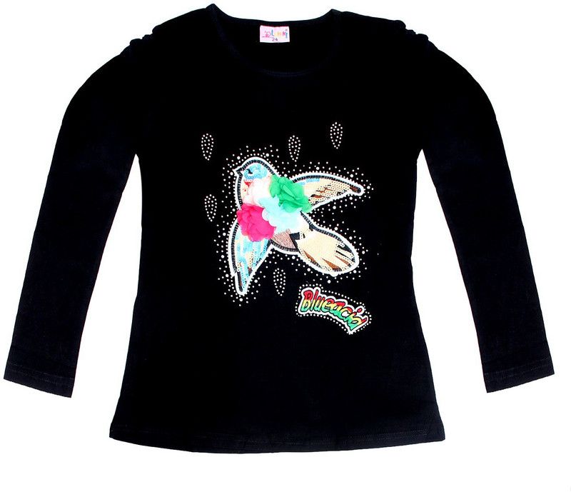 Girls Party Cotton Blend Full Sleeve Top  (Black, Pack of 1)