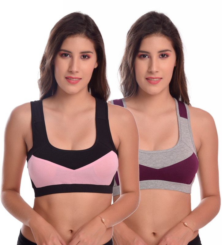 Pack of 2 Women Sports Lightly Padded Bra  (Maroon)