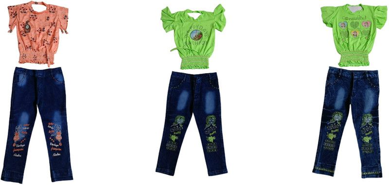 Girls Casual Top Jeans  (Multicolor)