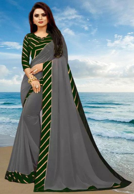 Self Design Kanjivaram Georgette Saree  (Grey)