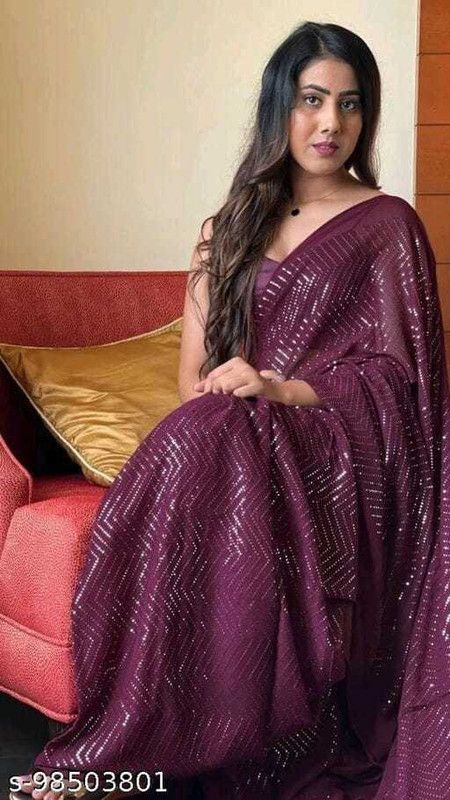 Leheria Georgette, Chiffon Saree  (Purple)