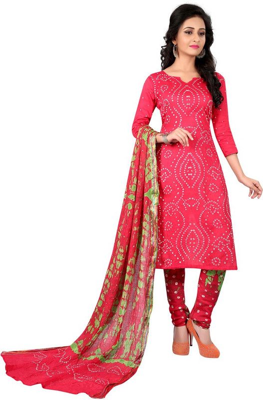 Unstitched Cotton Blend Kurta & Churidar Material Dyed