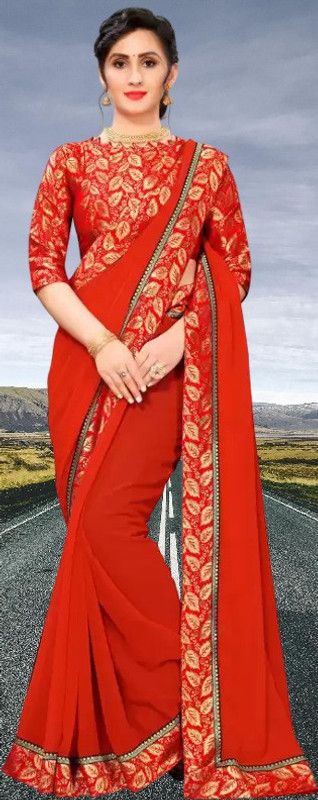 Gadwal Georgette Saree  (Multicolor)