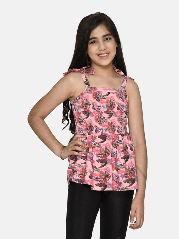 Girls Casual Organic Cotton Blend Top  (Pink, Pack of 1)