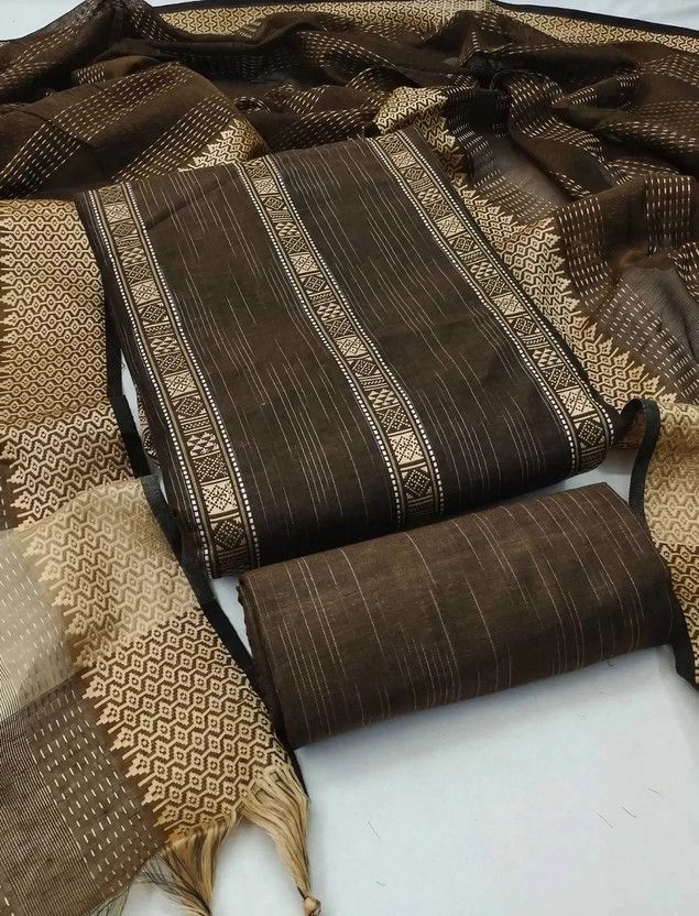 Unstitched Khadi Cotton Salwar Suit Material Striped