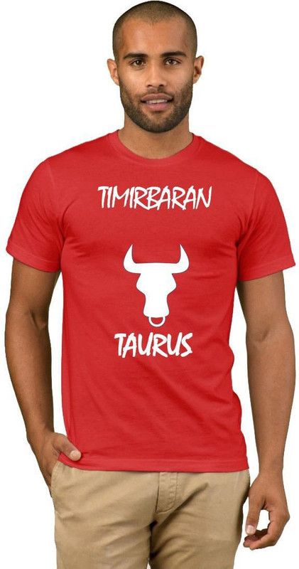 Timirbaran Zodiac Taurus Style Fashion V04 Men Printed Round Neck Cotton Blend Red T-Shirt