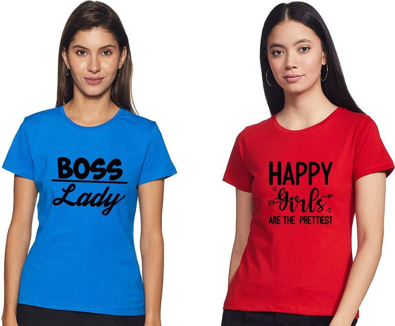 Casual Graphic Print Women Blue, Red Top