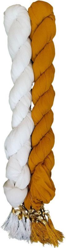 Chiffon Self Design, Embellished, Striped, Solid White, Yellow Women Dupatta