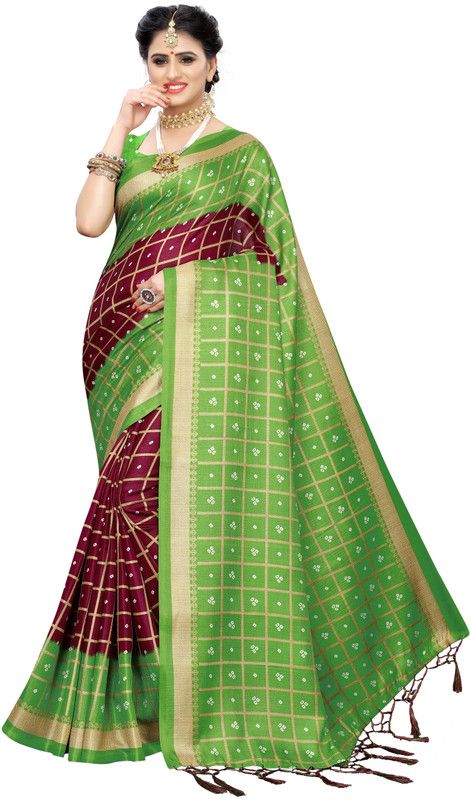Geometric Print Bollywood Art Silk Saree  (Multicolor)
