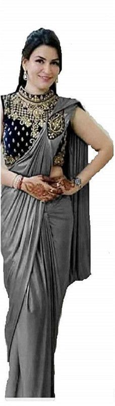Embroidered, Embellished, Applique Bollywood Silk Blend, Satin Saree  (Brown)