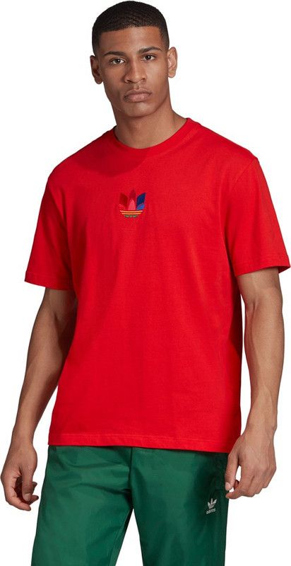 3D TREFOIL TEE Men Solid Round Neck Pure Cotton Red T-Shirt